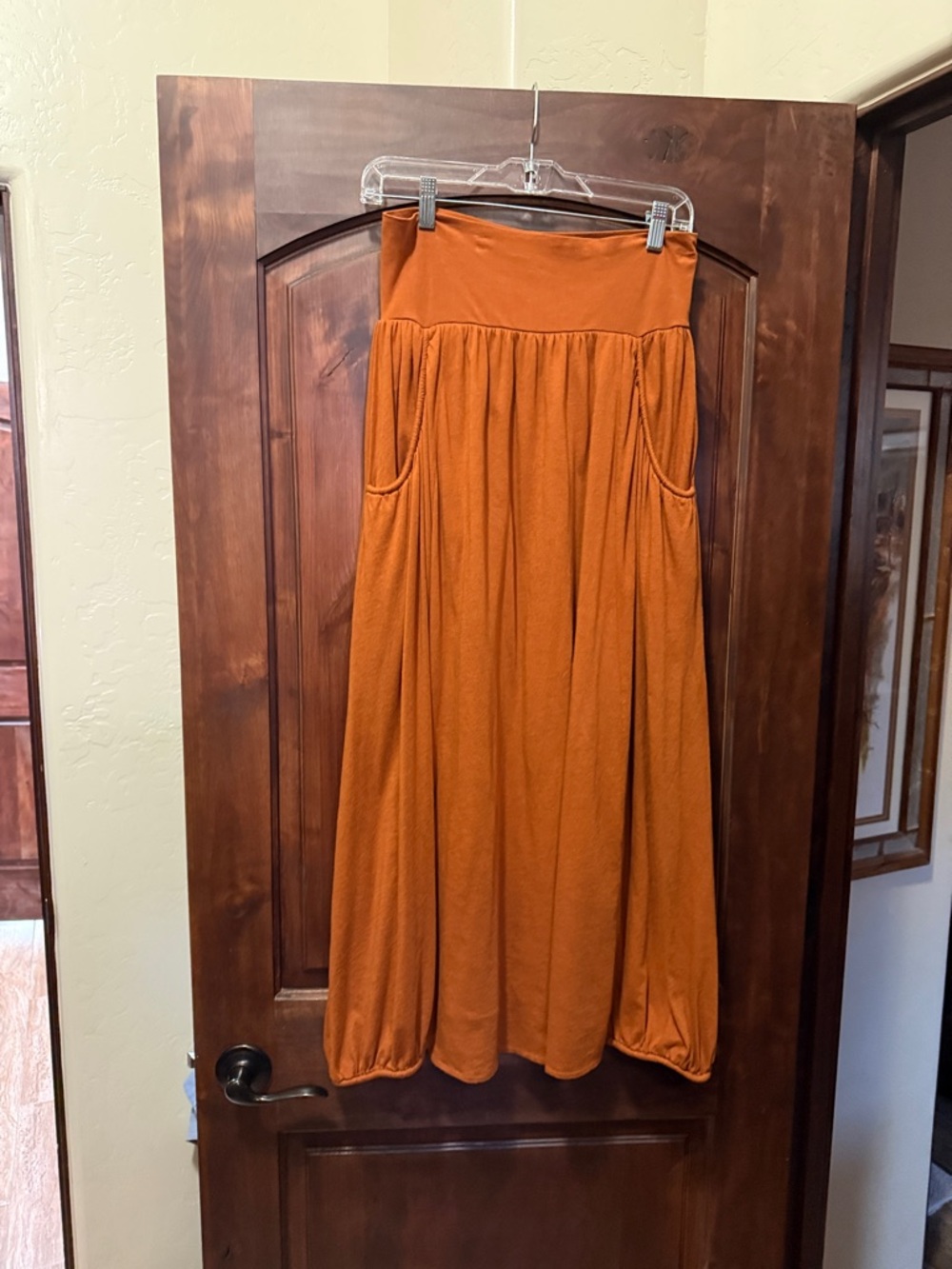 Garnet Hill Burnt Orange Maxi Skirt with Pockets